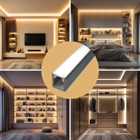 2 Meter SET LED Profil Aufbau Ultraslim Alu Weiß Schwarz GL0601
