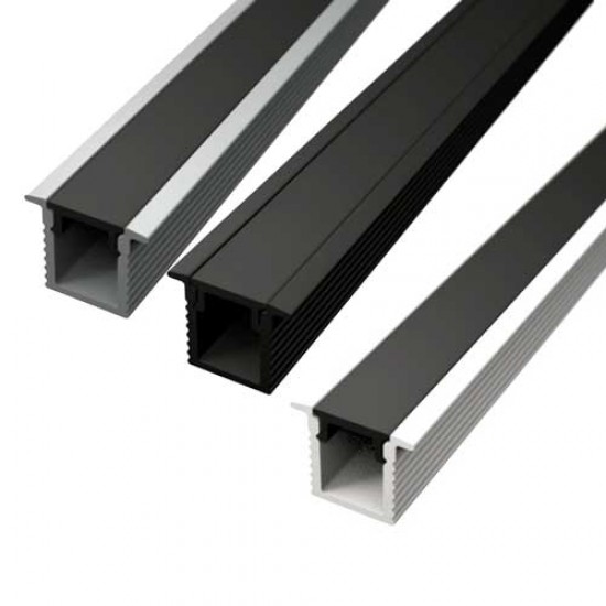 2 Meter SET LED Profil Aluminium Einbau Ultraslim Abdeckung Schwarz GL0602B