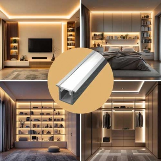 2 Meter SET LED Profil Aluminium Einbau Ultraslim Alu Weiß Schwarz GL0602