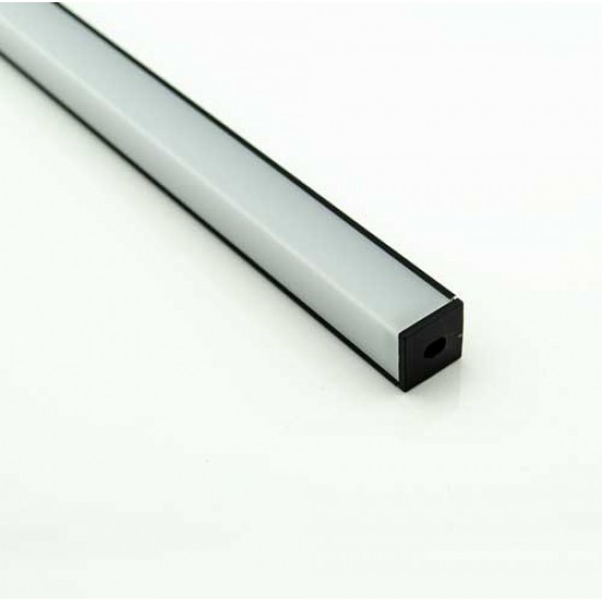 2 Meter SET LED Profil 45° Schwarz 16x16 Abdeckung Ecke Opal UL3353EBW/203B