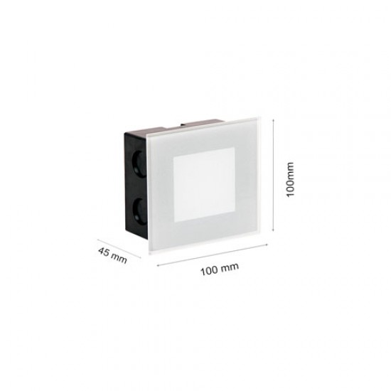 2W LED Treppenleuchte Einbau Quad IP20 Glas Mat Neutralweiß GL8324