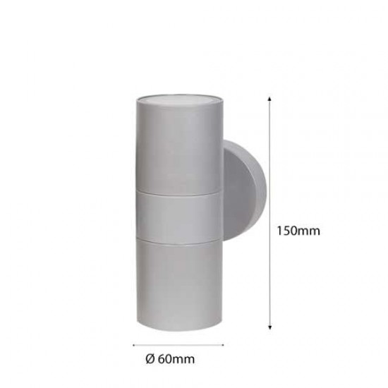 LED Wandbeleuchtung Downlight Zweifach GU10 Fassung Grau