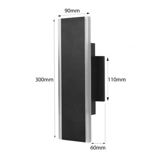 10W LED WANDBELEUCHTUNG IP65 SIERRA Schwarz 2700K-5000K CCT GL7125