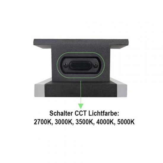 10W LED WANDBELEUCHTUNG IP65 SIERRA Schwarz 2700K-5000K CCT GL7125