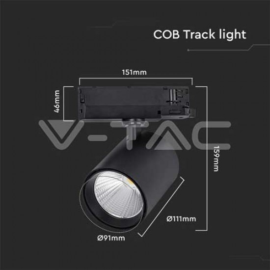 35W LED Schienen Fluter 3Phasen PRO 30° 3 Jahre Garantie Schwarz Neutralweiß UL10281