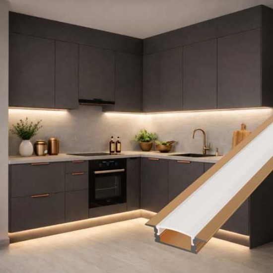 2 Meter SET Alu Profil MICRO EINBAU eloxiert Bronze, Dunkelgrau, Champagne UL3350G