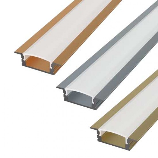 2 Meter SET Alu Profil MICRO EINBAU eloxiert Bronze, Dunkelgrau, Champagne UL3350G