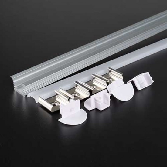 2 Meter SET LED Profil Einbau Holz Beton ALU Grau UL3357