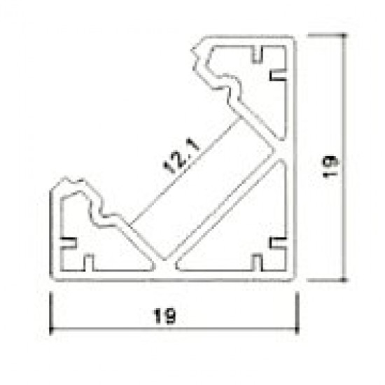 2 METER SET LED ALUMINIUM Profil 45° WEIß UL3364
