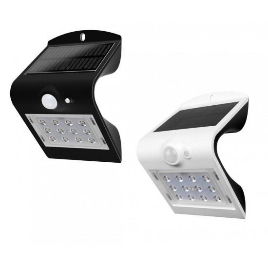 1,5W LED SOLAR Wandbeleuchtung PREMIUM mit Bewegungsmelder IP65 Tageslicht Weiß oder Schwarz
