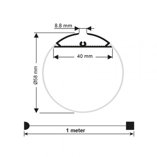 2 Meter SET LED Profil Zylinder eloxiert 2m APN212LX